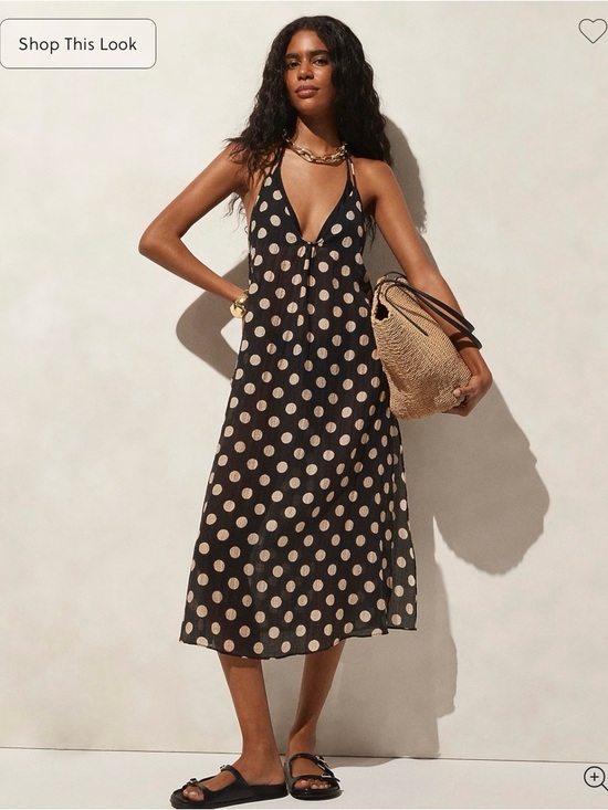 J. Crew Dresses & Skirts - J. Crew Black Polka Dot Halter Midi Dress coverup